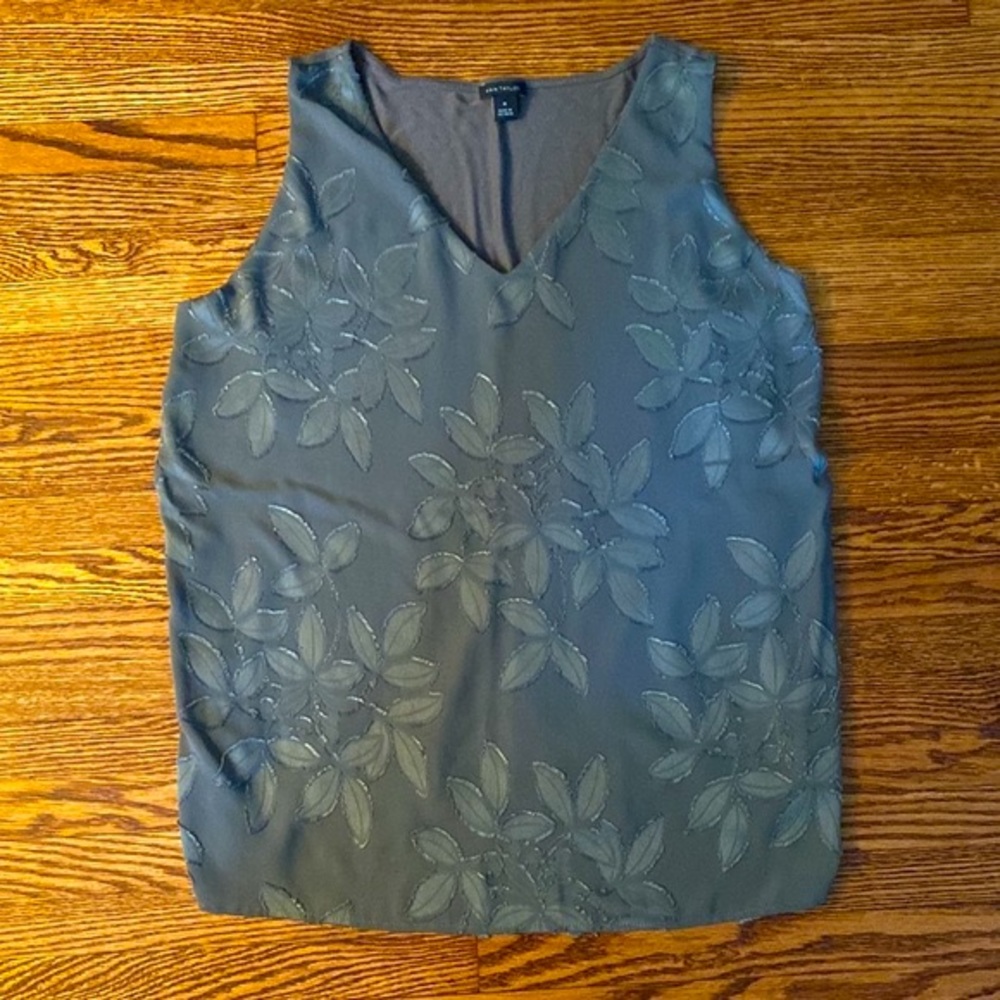 Ann Taylor Green Floral Sleeveless Blouse